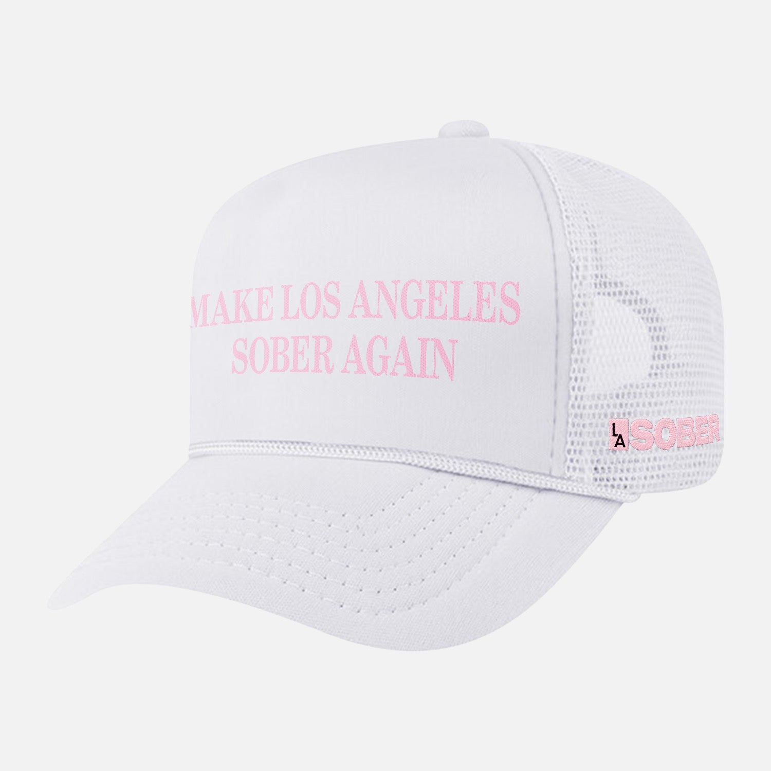 MAKE L.A. SOBER AGAIN HAT-WHITE